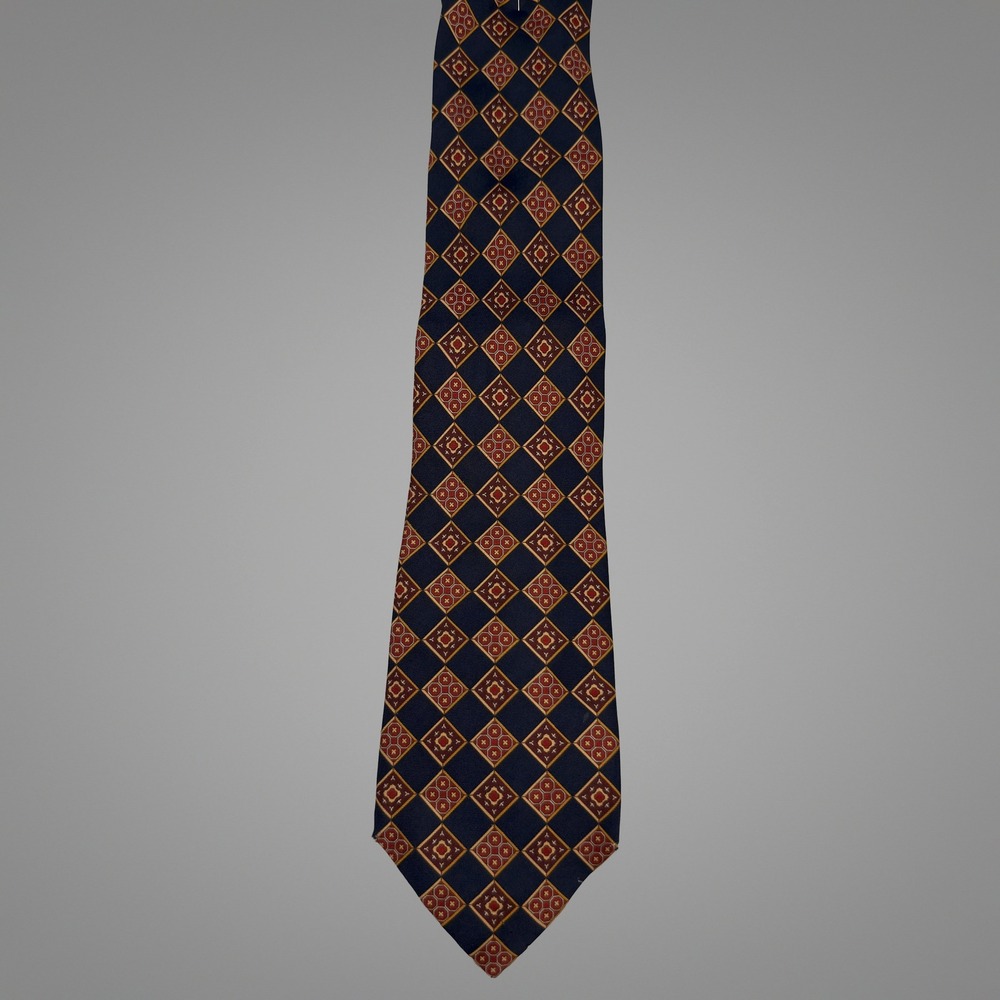 Collection XXI Richel Necktie OS Mens Geometric Diamond Silk Blend Navy Blue